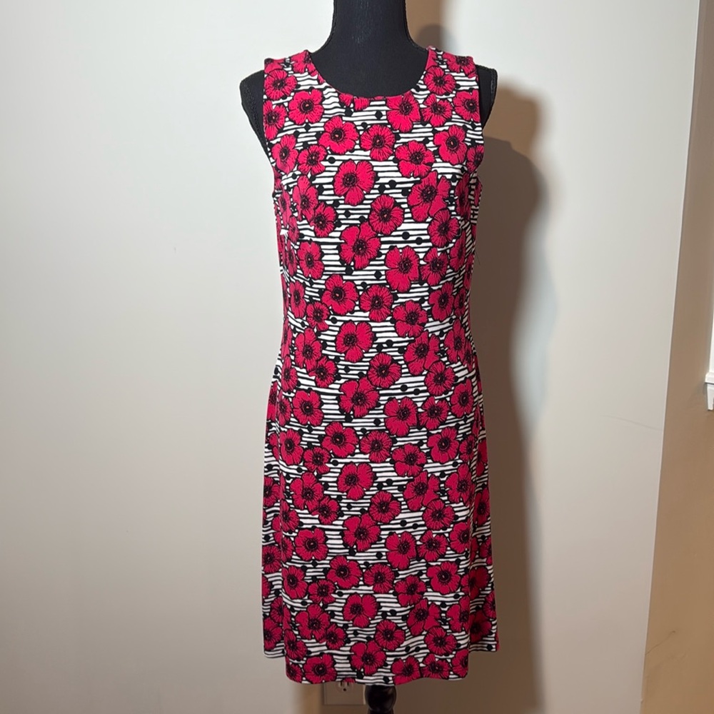 Tommy Hilfiger Women's Red and Black Floral Dress